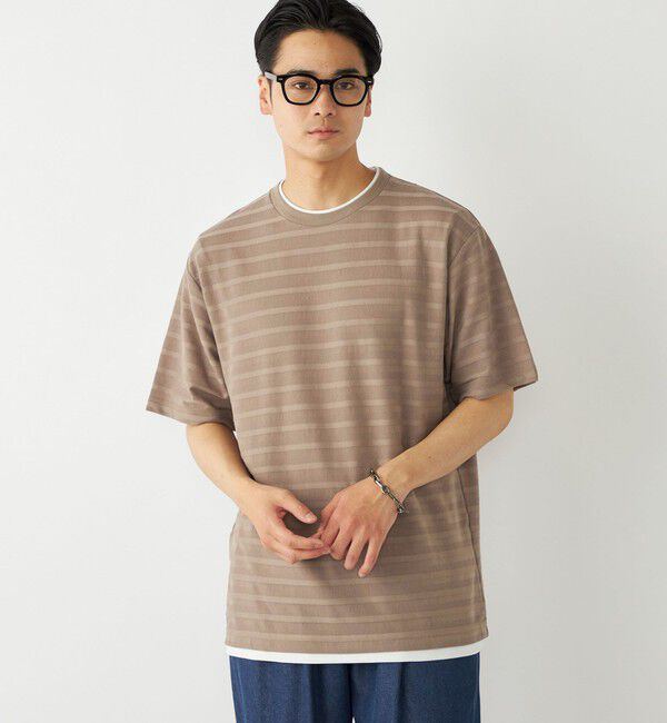 SHIPS Colors 「SHIPS Colors:フェイクレイヤード ボーダー Tシャツ」|Tシャツ・カットソー|ブラウン