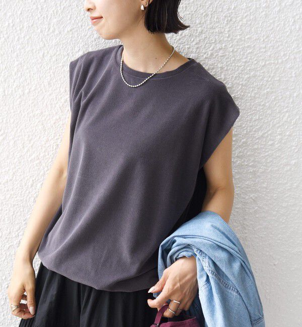 SHIPS for women「《予約》〈接触冷感 / UVカット〉マイクロ パイル フレンチ スリーブ プルオーバー」|Tシャツ・カットソー|