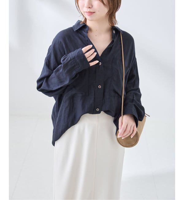 journal standard L'essage「リネンビエラ2WAYシャツ」|シャツ・ブラウス|ネイビー