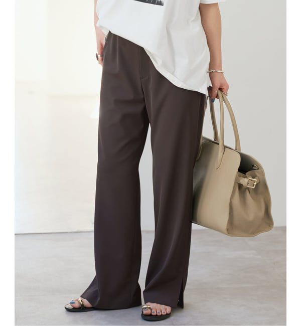 Spick and Span「ストレッチサイドスリットパンツ」|スラックス|ブラウン