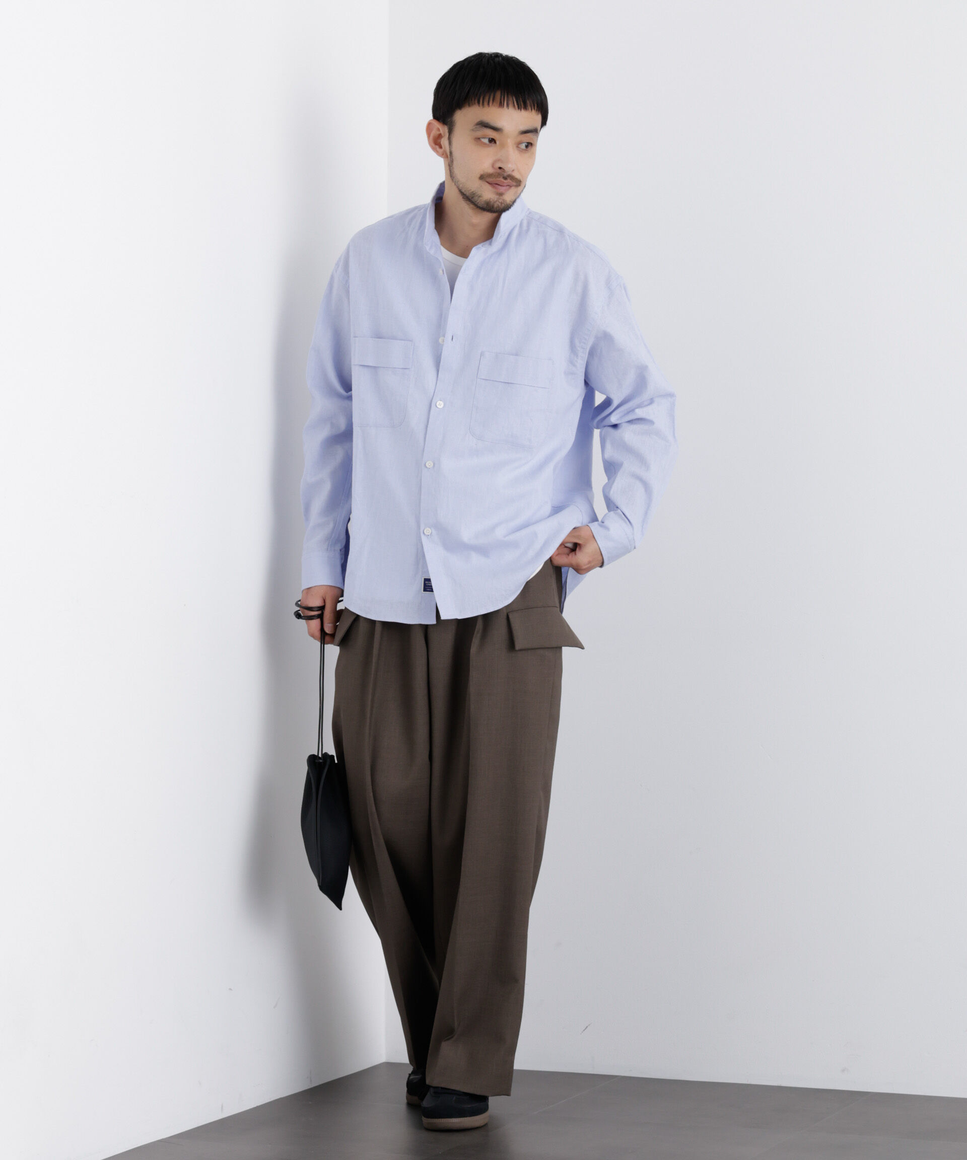 nano･universe「「FRENCH LINEN」リネンコットンスタンドシャツ」|シャツ・ブラウス|