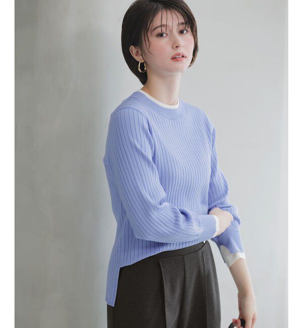 ANY SIS「【WEB・一部店舗限定】ダブルカラー ニット」|ニット・セーター|ライトブルー