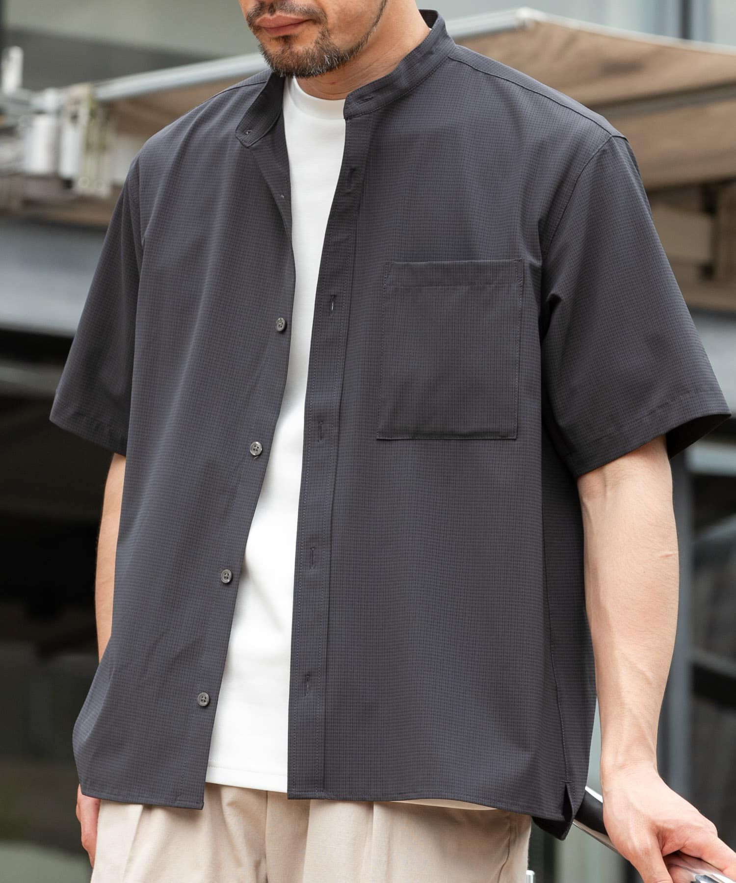 URBAN RESEARCH ROSSO「『WEB限定』『XLサイズあり』『吸水速乾』Air Stretch バンドカラーシャツ」|シャツ・ブラウス|