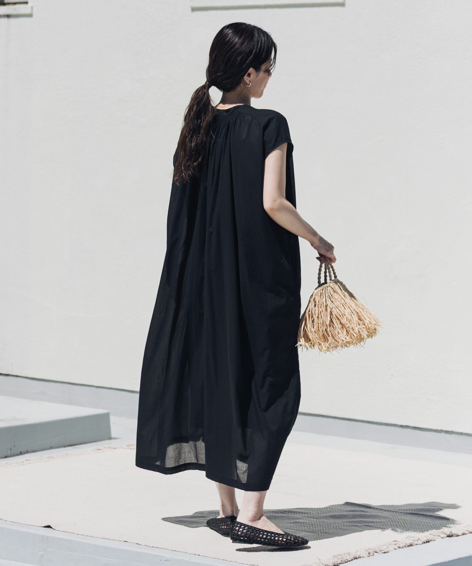 URBAN RESEARCH DOORS「コットンボイルギャザーフレンチワンピース」|ワンピース|