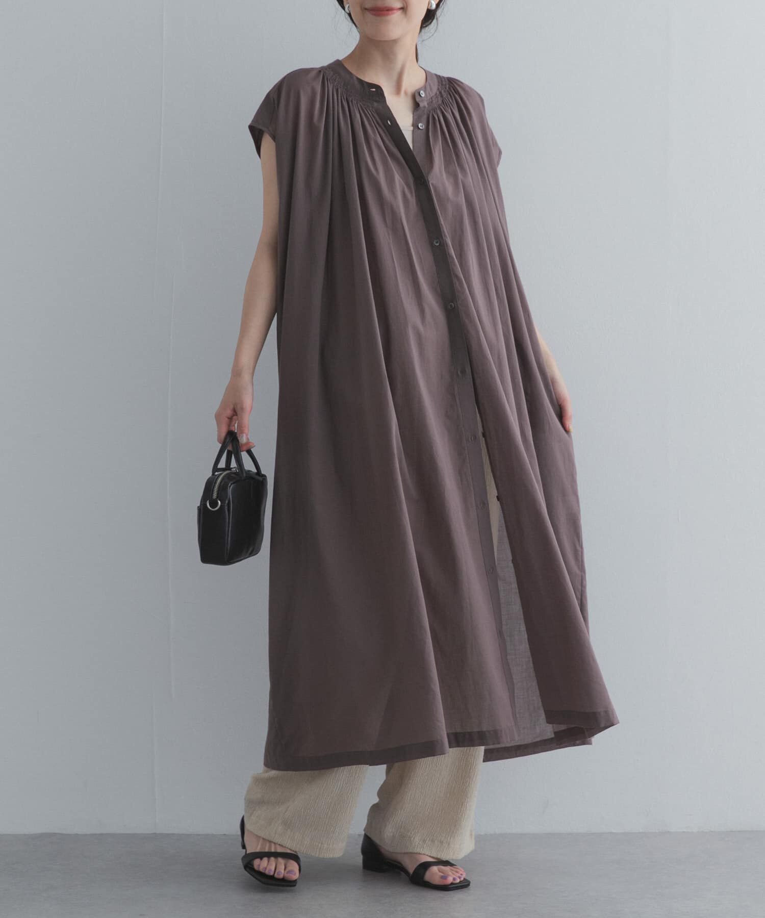URBAN RESEARCH DOORS「コットンボイルギャザーフレンチワンピース」|ワンピース|