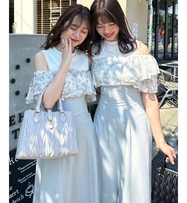  「ウエストきゅっとフリルフレアワンピ」|ワンピース|