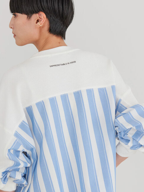  「ドッキングストライプワッフルプルオーバー」|Tシャツ・カットソー|