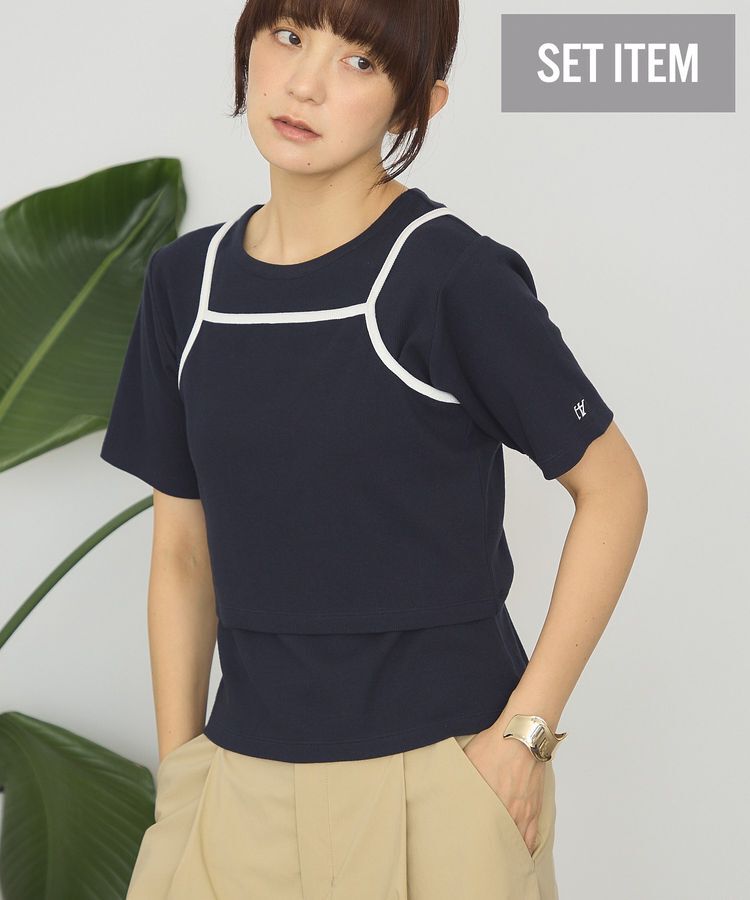 AMERICAN HOLIC「【2点セット】配色キャミ＋Tシャツ」|Tシャツ・カットソー|Navy