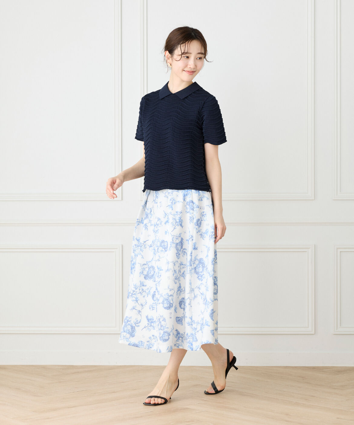 Maglie le cassetto「《M Maglie le cassetto》スカラップポロニットプルオーバー」|ニット・セーター|