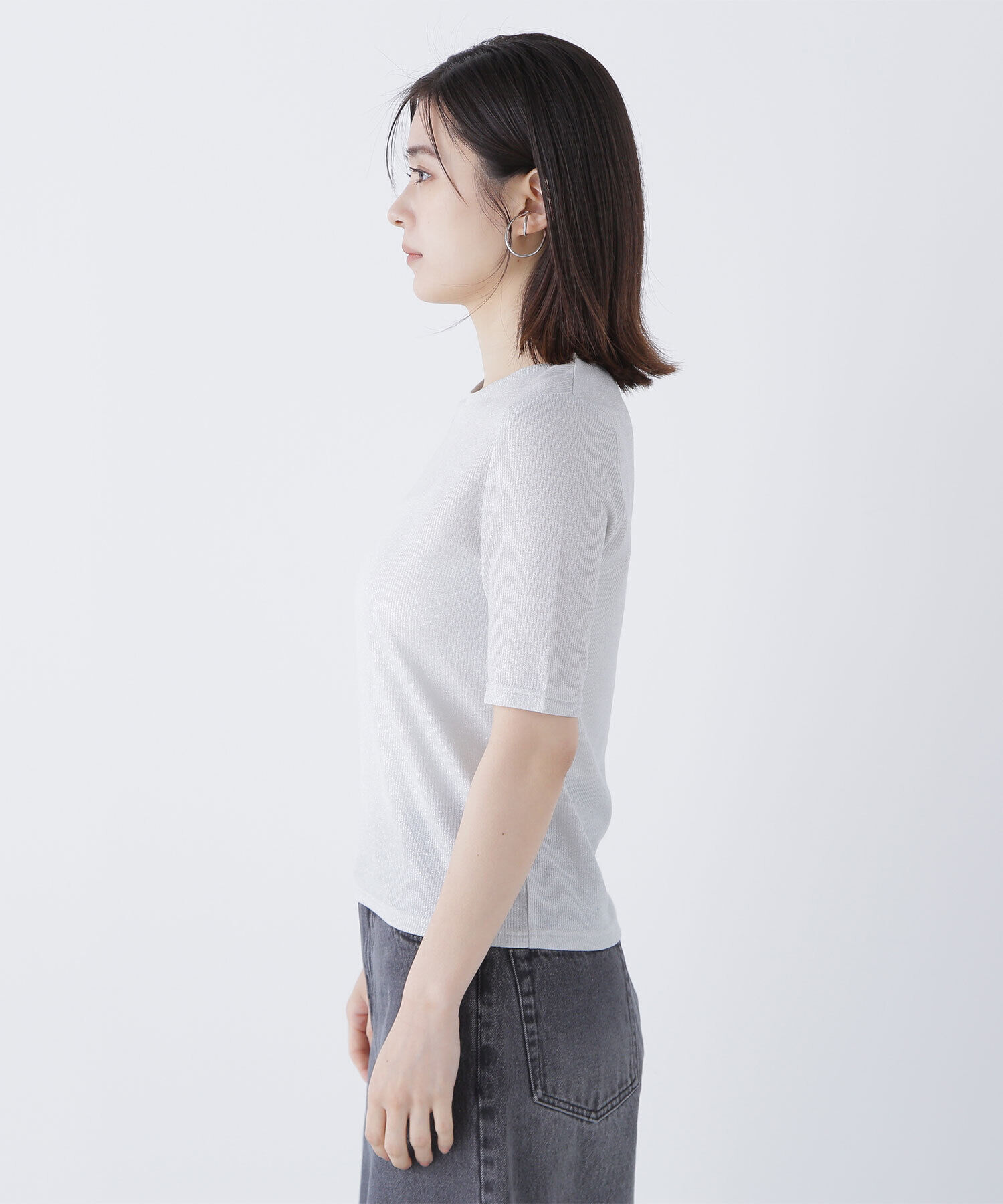  「ラメリブカットソー」|Tシャツ・カットソー|