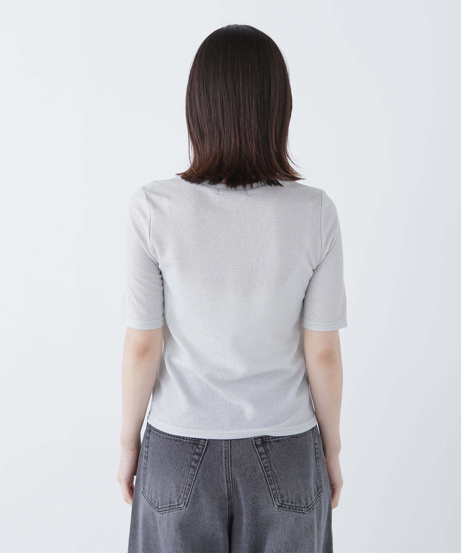  「ラメリブカットソー」|Tシャツ・カットソー|