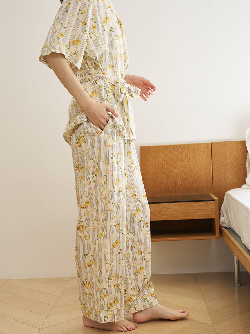SNIDEL HOME「【接触冷感】ストライプフラワーロングパンツ」|ルームウェア|