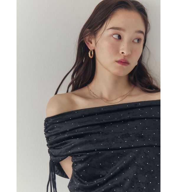 LAGUNAMOON「テキタイルオフショルドロストトップス」|Tシャツ・カットソー|
