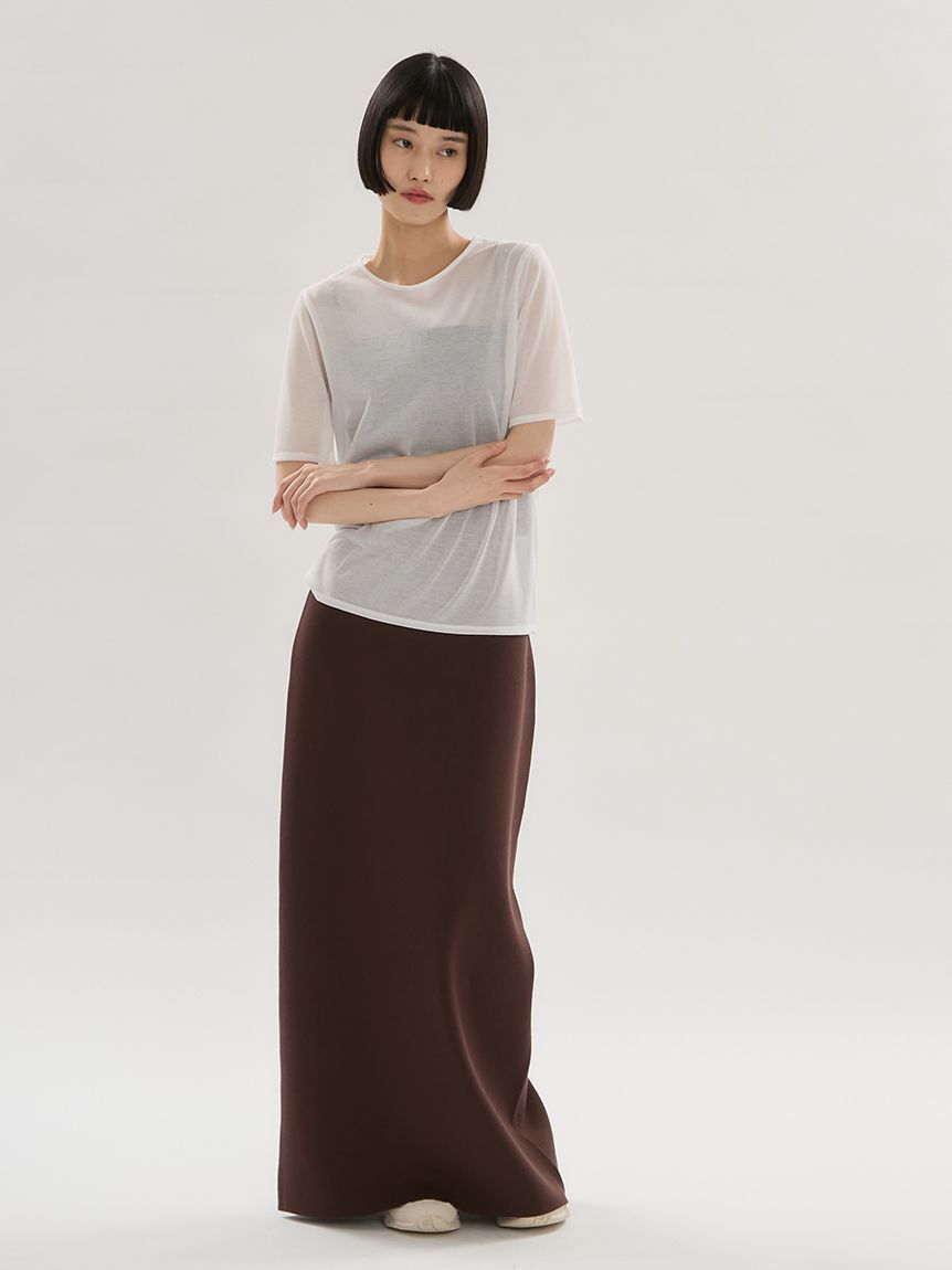 emmi atelier「Iラインニットスカート【セットアップ対応】/ウォッシャブル/UVカット/接触冷感」|スカート|