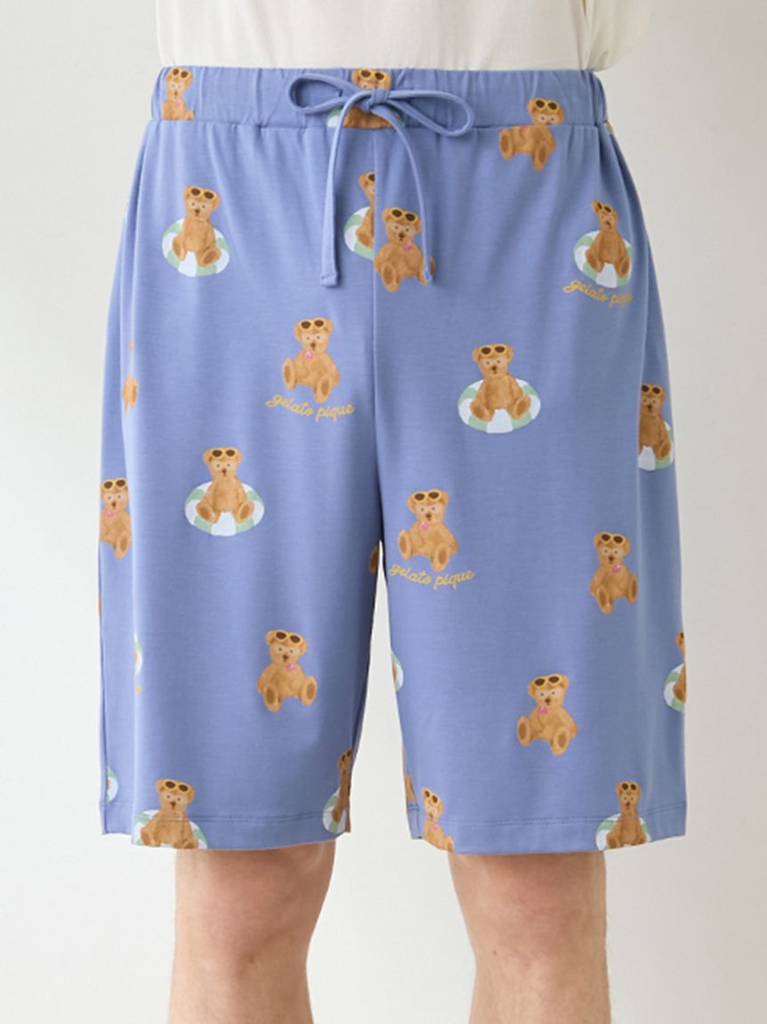 GELATO PIQUE HOMME「【ONLINE限定】【HOMME】【接触冷感】サマーベア柄ワンポイントTシャツ&ハーフパンツセット」|ルームウェア|