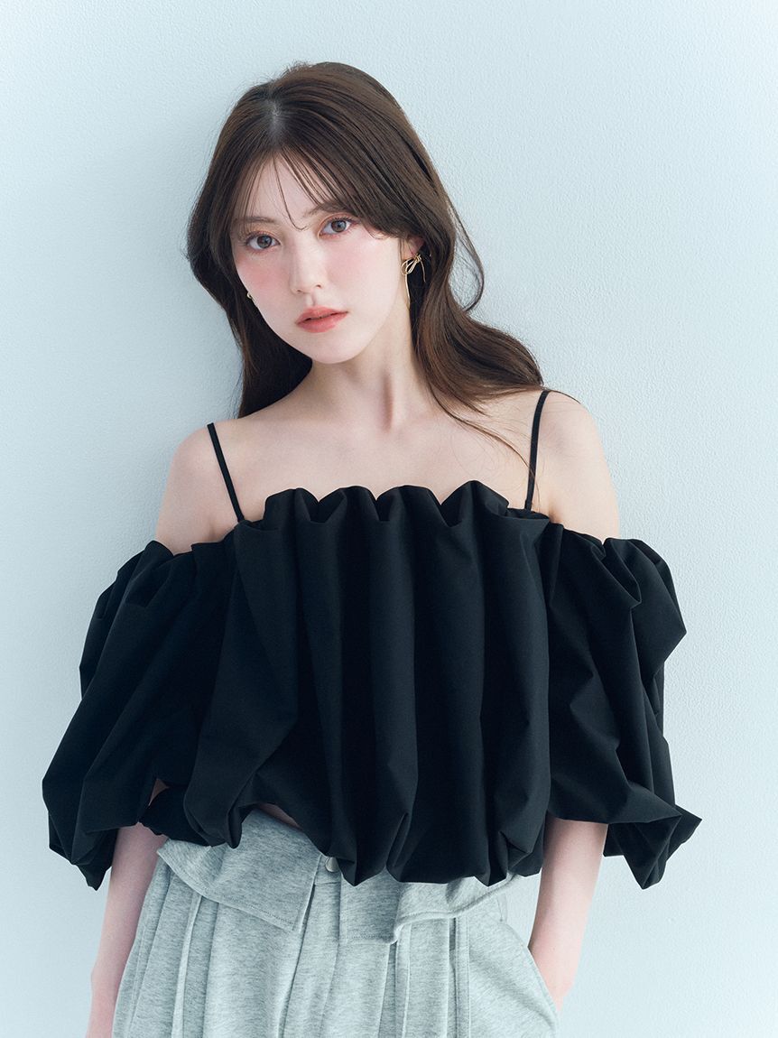 SNIDEL「オフショルタックバルーンブラウス」|シャツ・ブラウス|