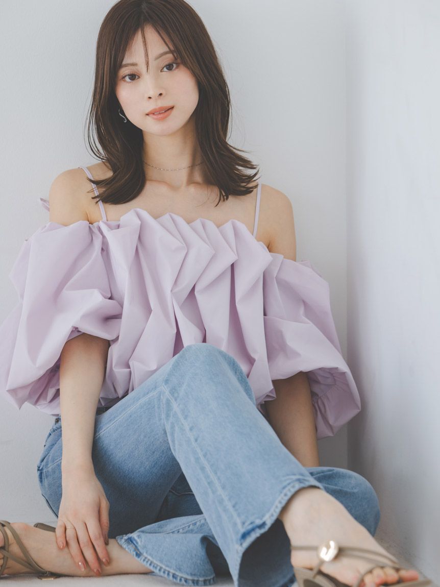 SNIDEL「オフショルタックバルーンブラウス」|シャツ・ブラウス|LILAC