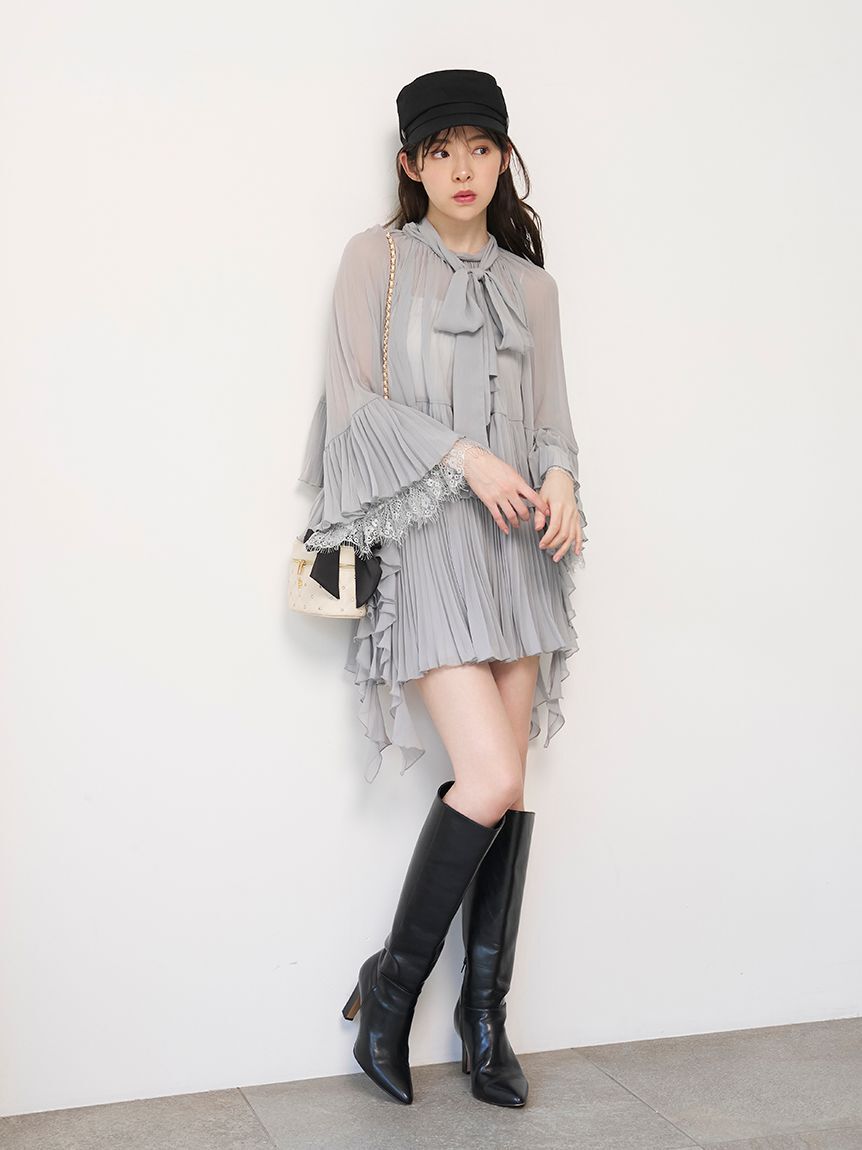 SNIDEL「レーストリムシフォンセットアップ」|ワンピース|