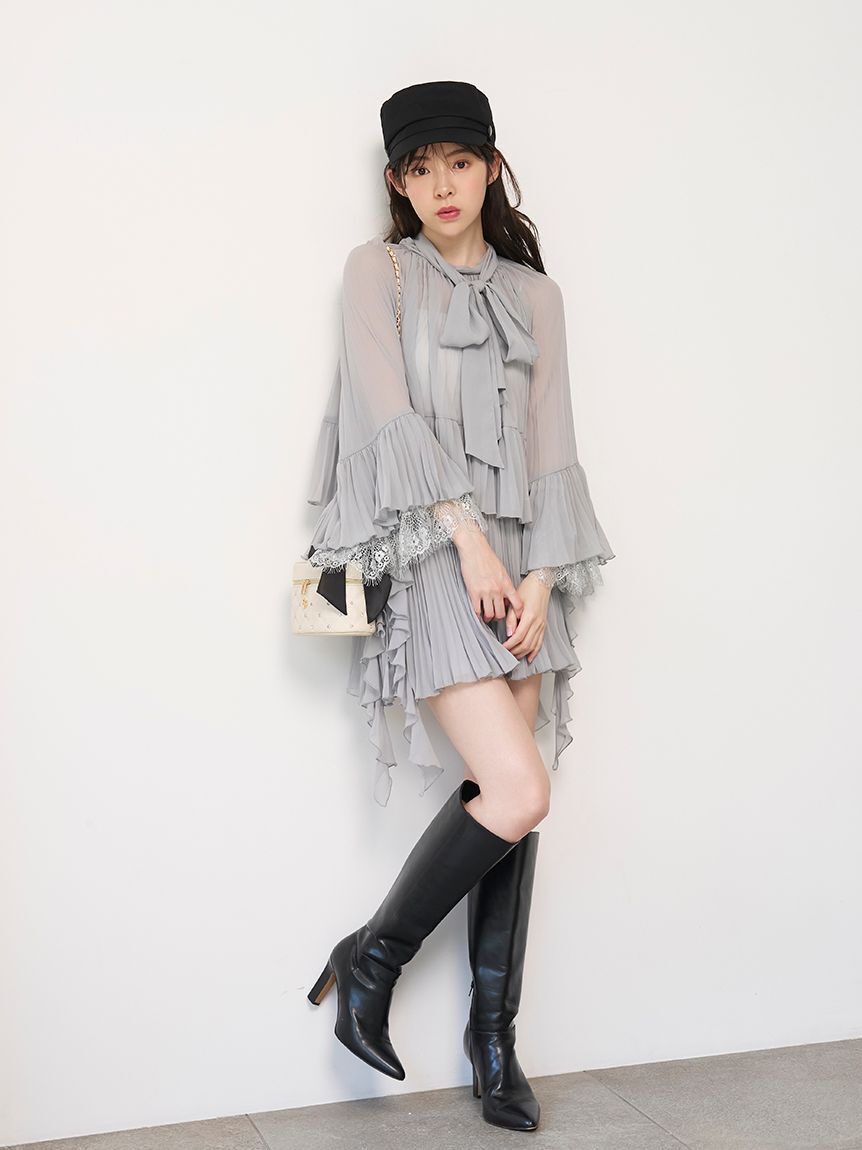 SNIDEL「レーストリムシフォンセットアップ」|ワンピース|