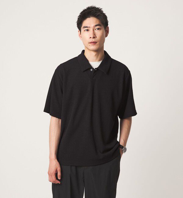 UNITED ARROWS green label relaxing「【WEB限定】JUST fit ピケ パイル 半袖 ポロシャツ -吸水速乾・UVカット-」|ポロシャツ|BLACK