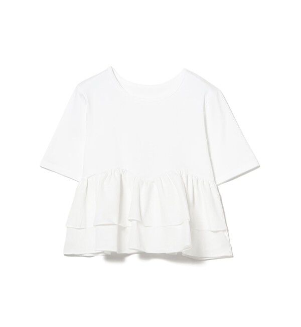 Ray BEAMS 「ティアード キリカエ Tシャツ　　26SS 通勤 通学 フリル 短丈 オンオフ対応 洗える スタイルアップ 」|Tシャツ・カットソー|