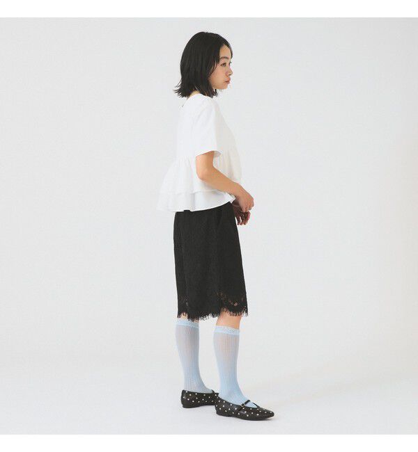 Ray BEAMS 「ティアード キリカエ Tシャツ　　26SS 通勤 通学 フリル 短丈 オンオフ対応 洗える スタイルアップ 」|Tシャツ・カットソー|
