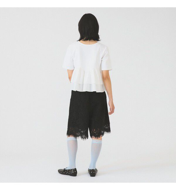 Ray BEAMS 「ティアード キリカエ Tシャツ　　26SS 通勤 通学 フリル 短丈 オンオフ対応 洗える スタイルアップ 」|Tシャツ・カットソー|