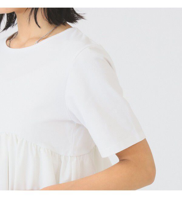 Ray BEAMS 「ティアード キリカエ Tシャツ　　26SS 通勤 通学 フリル 短丈 オンオフ対応 洗える スタイルアップ 」|Tシャツ・カットソー|
