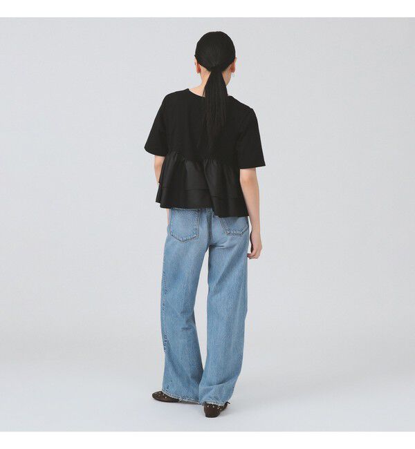 Ray BEAMS 「ティアード キリカエ Tシャツ　　26SS 通勤 通学 フリル 短丈 オンオフ対応 洗える スタイルアップ 」|Tシャツ・カットソー|
