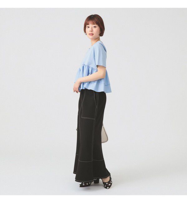 Ray BEAMS 「ティアード キリカエ Tシャツ　　26SS 通勤 通学 フリル 短丈 オンオフ対応 洗える スタイルアップ 」|Tシャツ・カットソー|