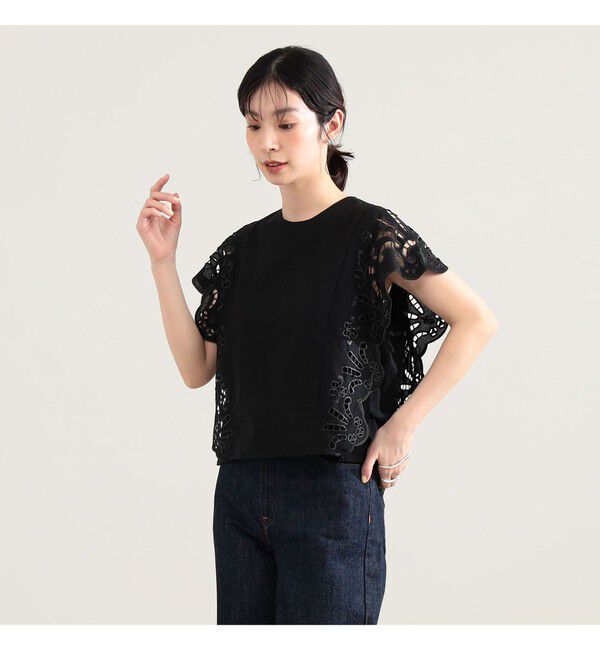 Demi-Luxe BEAMS 「カットワーク ブラウス」|シャツ・ブラウス|BLACK