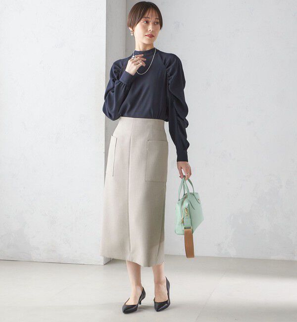 SHIPS for women「〈手洗い可能〉ストレッチ ジョーゼット 袖 ギャザー ブラウス」|シャツ・ブラウス|