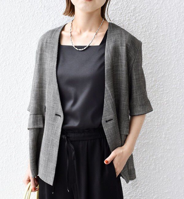 SHIPS for women「《一部予約》〈手洗い可能〉2WAY サテン &times; カットソー スクエア タンクトップ」|タンクトップ|