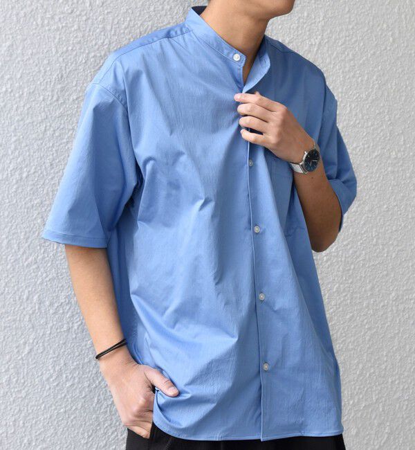 SHIPS any「SHIPS any:〈ストレッチ〉Primeflex(R) JAPAN MADE バンドカラー ポケット 半袖 シャツ◇」|シャツ・ブラウス|
