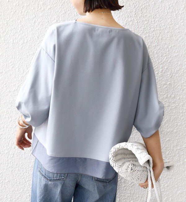 SHIPS for women「《一部追加予約》〈洗濯機可能〉袖 ツイスト デザイン シアー ドッキング TEE」|Tシャツ・カットソー|