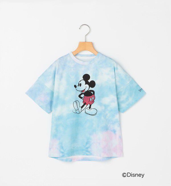 SHIPS KIDS「SHIPS KIDS:85～95cm / ミッキーマウス プリント タイダイ風 Tシャツ」|Tシャツ・カットソー|ライトブルー