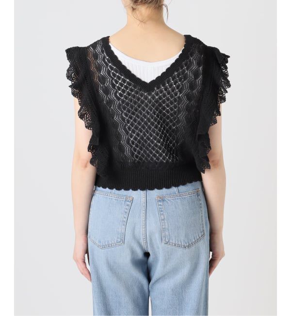 IENA「《一部店舗限定》クロシェニット Vネックレイヤードベスト」|ベスト・ジレ|