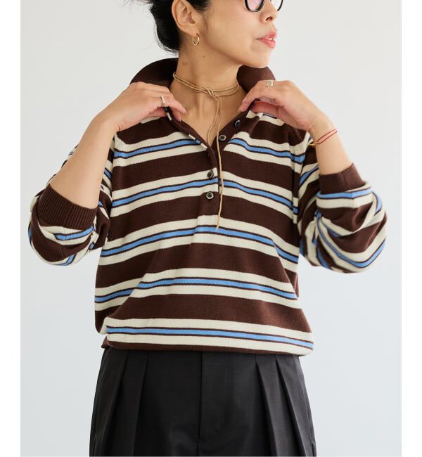 IENA LA BOUCLE「《予約》《手洗い可》IENA LA BOUCLE マルチボーダーラガーシャツニット」|ニット・セーター|