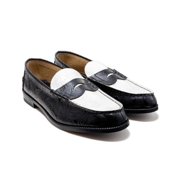 PULP「The Kenford Fineshoes EMBOSSED LOAFERS / BLACK WHITE PAISLEY」|ローファー|