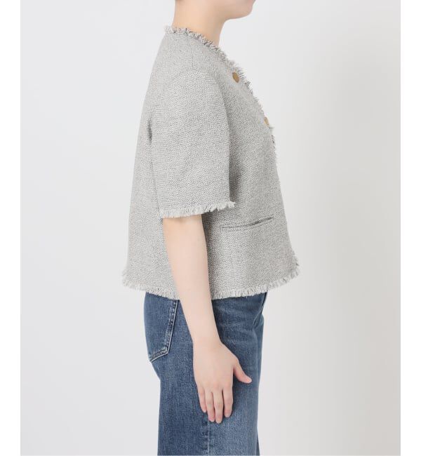journal standard L'essage「GIOLICA ツイードメッシュショートスリーブ ジャケット」|ノーカラージャケット|