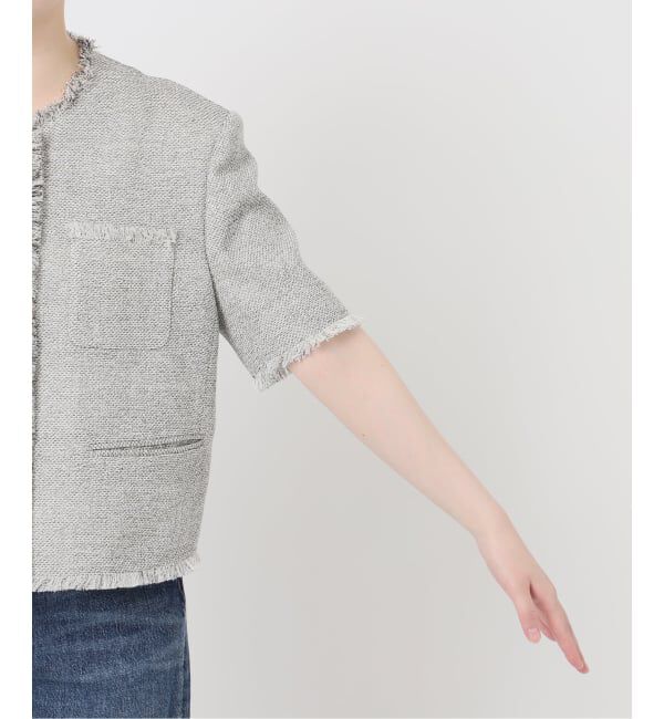 journal standard L'essage「GIOLICA ツイードメッシュショートスリーブ ジャケット」|ノーカラージャケット|