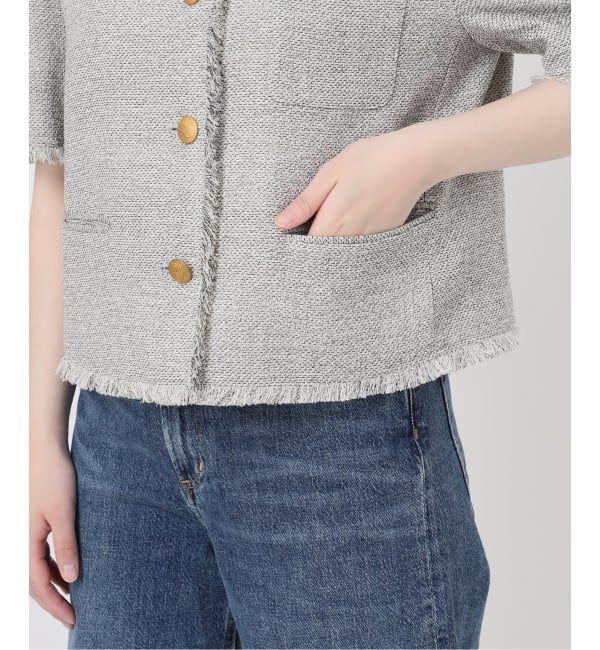 journal standard L'essage「GIOLICA ツイードメッシュショートスリーブ ジャケット」|ノーカラージャケット|