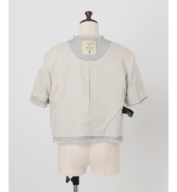 journal standard L'essage「GIOLICA ツイードメッシュショートスリーブ ジャケット」|ノーカラージャケット|