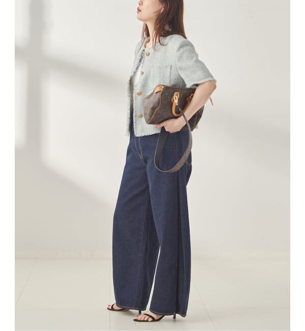 journal standard L'essage「GIOLICA ツイードメッシュショートスリーブ ジャケット」|ノーカラージャケット|