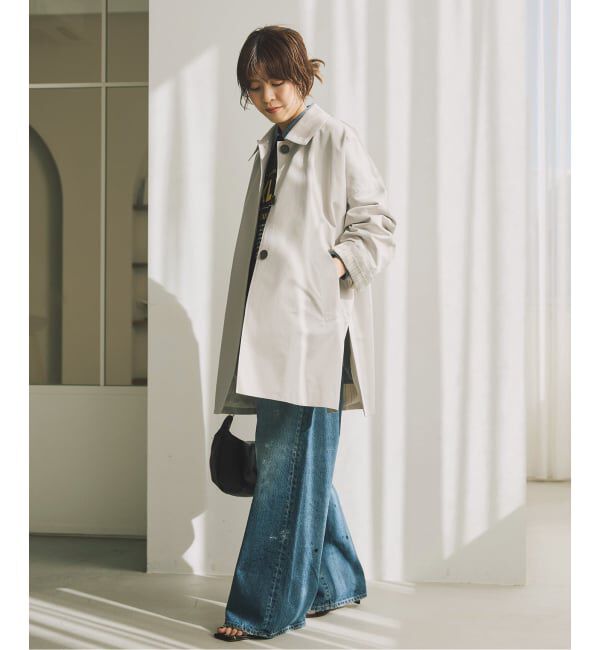Spick and Span「T/Cギャバステンカラーハーフコート」|ステンカラーコート|