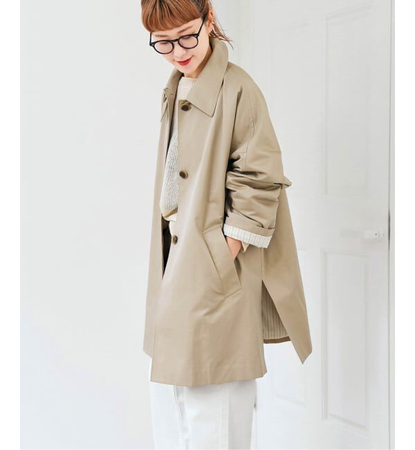 Spick and Span「T/Cギャバステンカラーハーフコート」|ステンカラーコート|