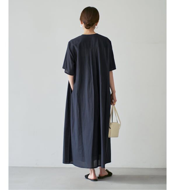 NOBLE「【洗える】normment/ノーメント STRIPE JQD SHORT SLEEVE DRESS」|ワンピース|