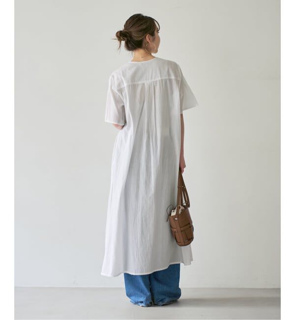 NOBLE「【洗える】normment/ノーメント STRIPE JQD SHORT SLEEVE DRESS」|ワンピース|