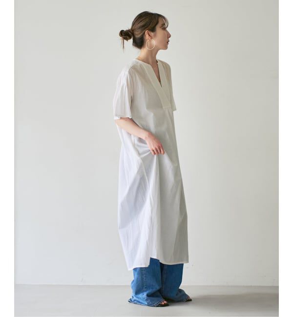 NOBLE「【洗える】normment/ノーメント STRIPE JQD SHORT SLEEVE DRESS」|ワンピース|