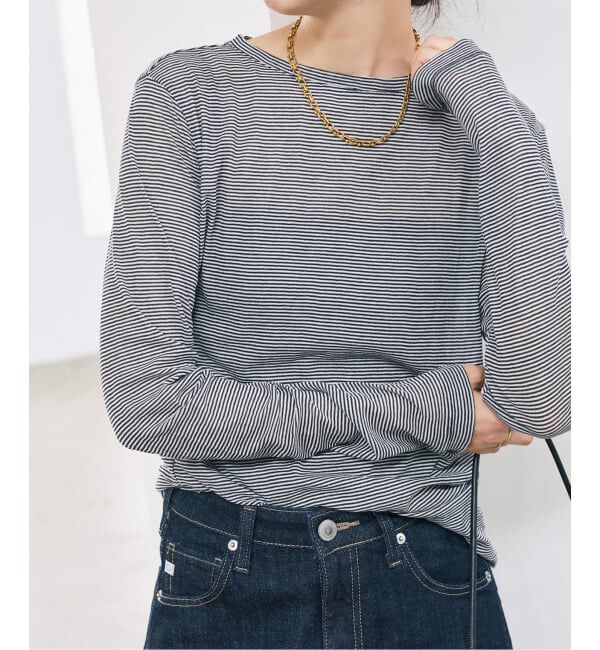 Spick and Span「《新色有り /  追加予約》シアーボートネックプルオーバー」|Tシャツ・カットソー|ブラックベース